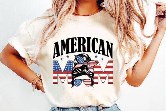 American Mom Flag Bun: Graphics for T-Shirt Designs