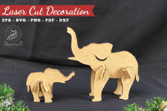 Mom and Baby Elephant Laser Cut for Home Decor