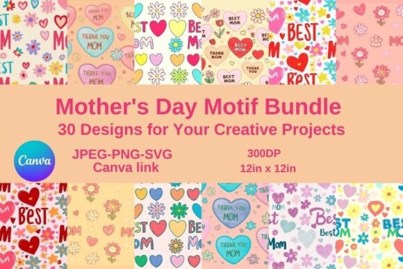 Mother's Day Motif Bundle: Graphics & Patterns