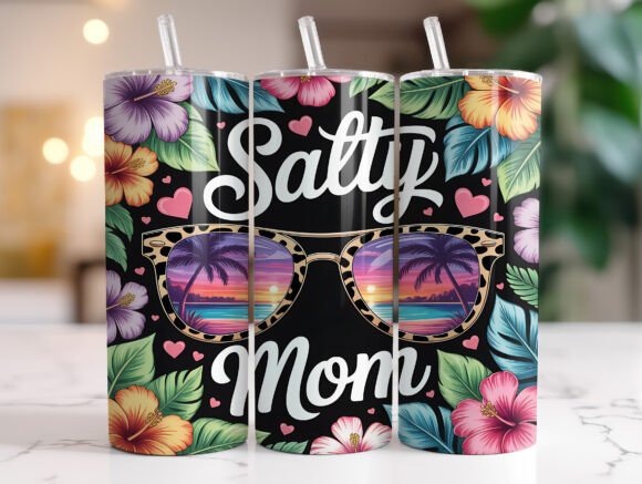 Reviewing the 20oz Salty Mom Tumbler Wrap PNG Design