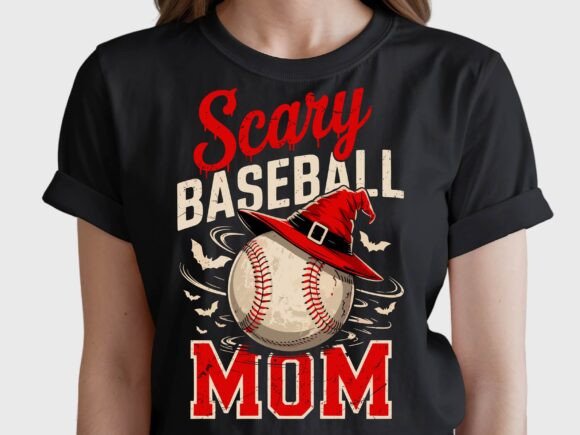 Scary Baseball Mom Halloween Witch Bat Graphics for T-Shirt Designs